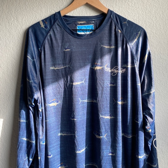 Fishing Life Sunproof Long Sleeve Dark Blue Large - New - Picture 3 of 8